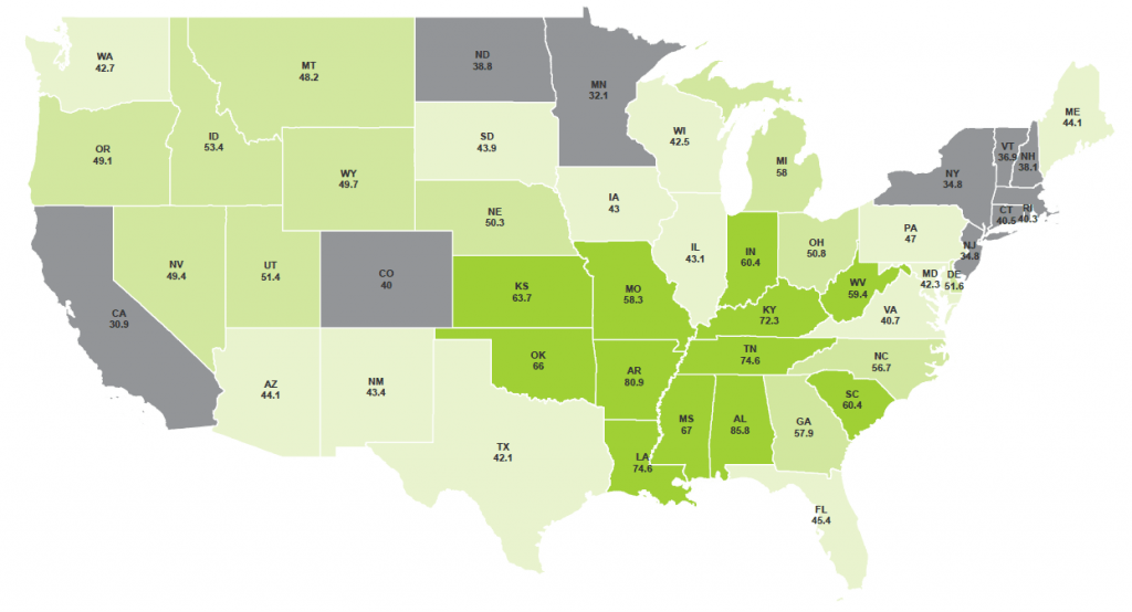 2019 U.S. State Prescribing Rates per 100 Persons